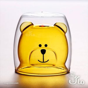 لیوان ماگ دوجداره شیشه ای طرح خرس اصلی و درجه یک